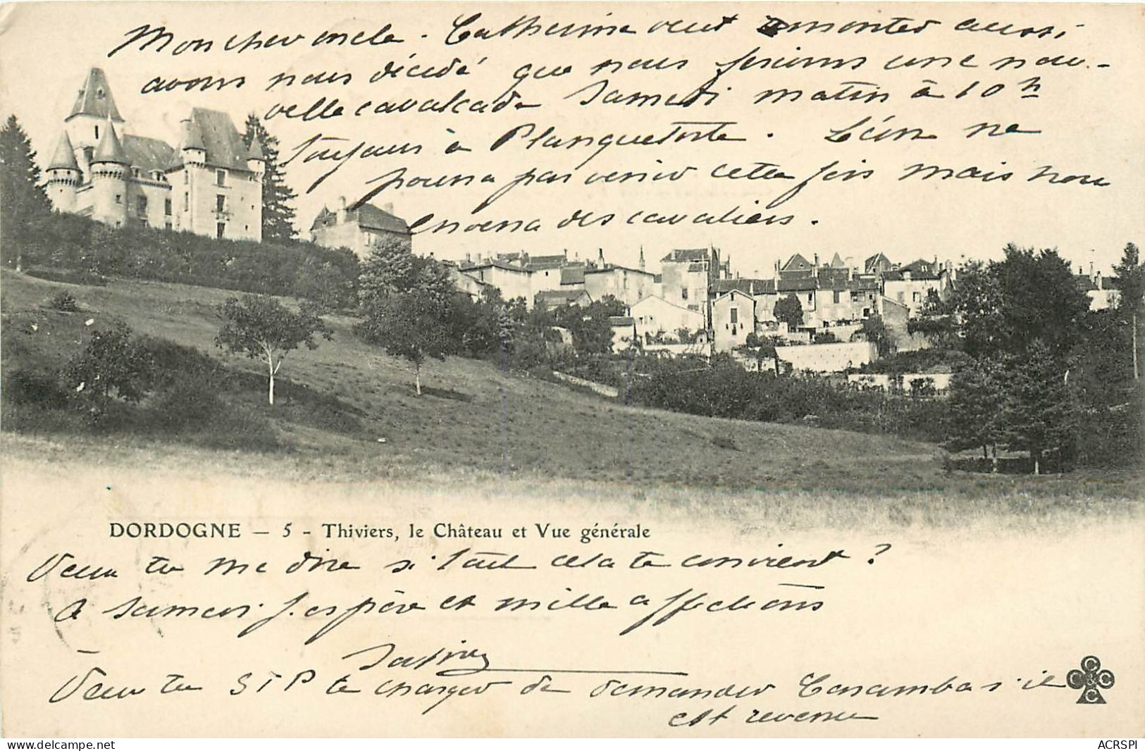  DORDOGNE THIVIERS LE CHATEAU ET VUE GENERALE   (scan Recto-verso) KEVREN0316 - Thiviers