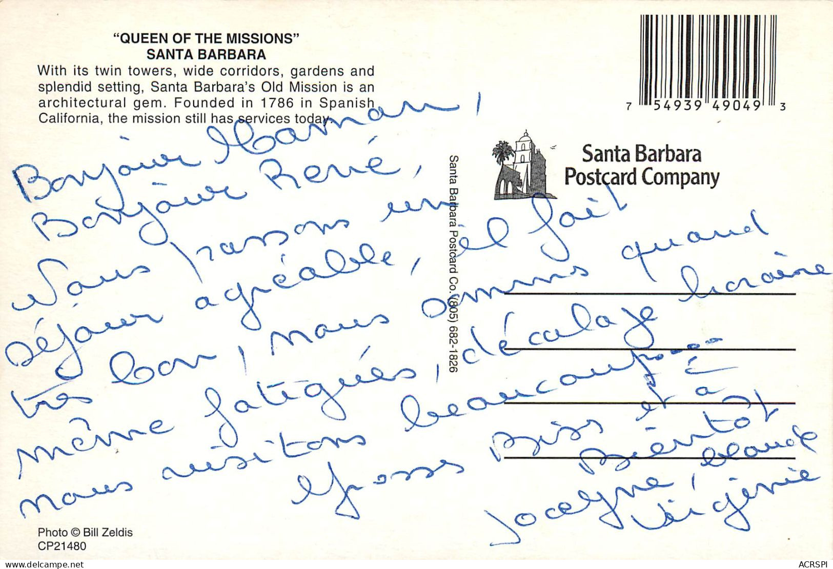 ETATS UNIS SANTA BARBARA TWIN TOWERS WIDE CORRIDORS   (scan Recto-verso) KEVREN0306 - Santa Barbara