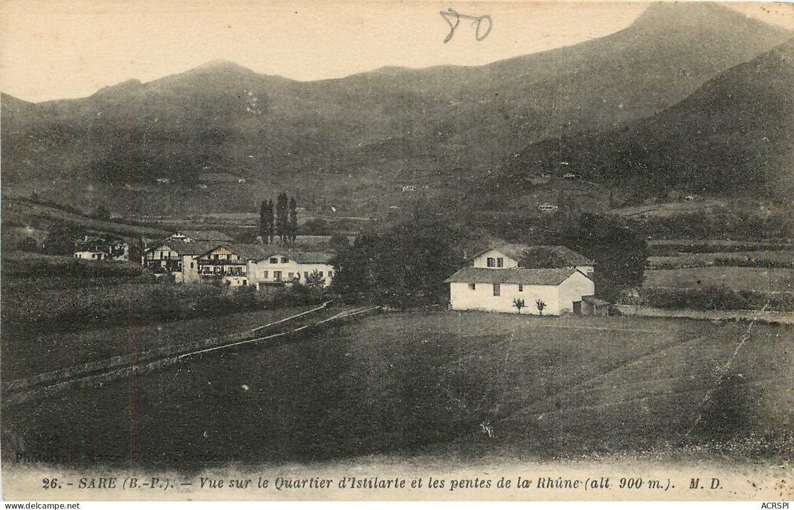 PYRENEES ATLANTIQUES SARE VUE SUR LE QUARTIER D ISTILARTE ET PENTES DE LA RHUNE (scan Recto-verso) KEVREN0340 - Sare