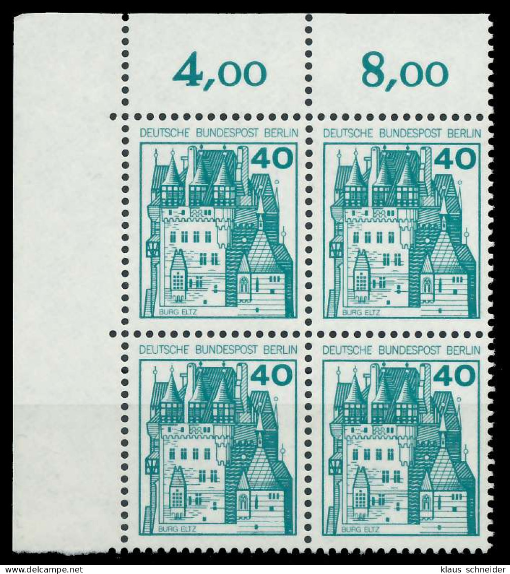 BERLIN DS BURGEN U. SCHLÖSSER Nr 535 Postfrisch VIERERB X8F965E - Unused Stamps