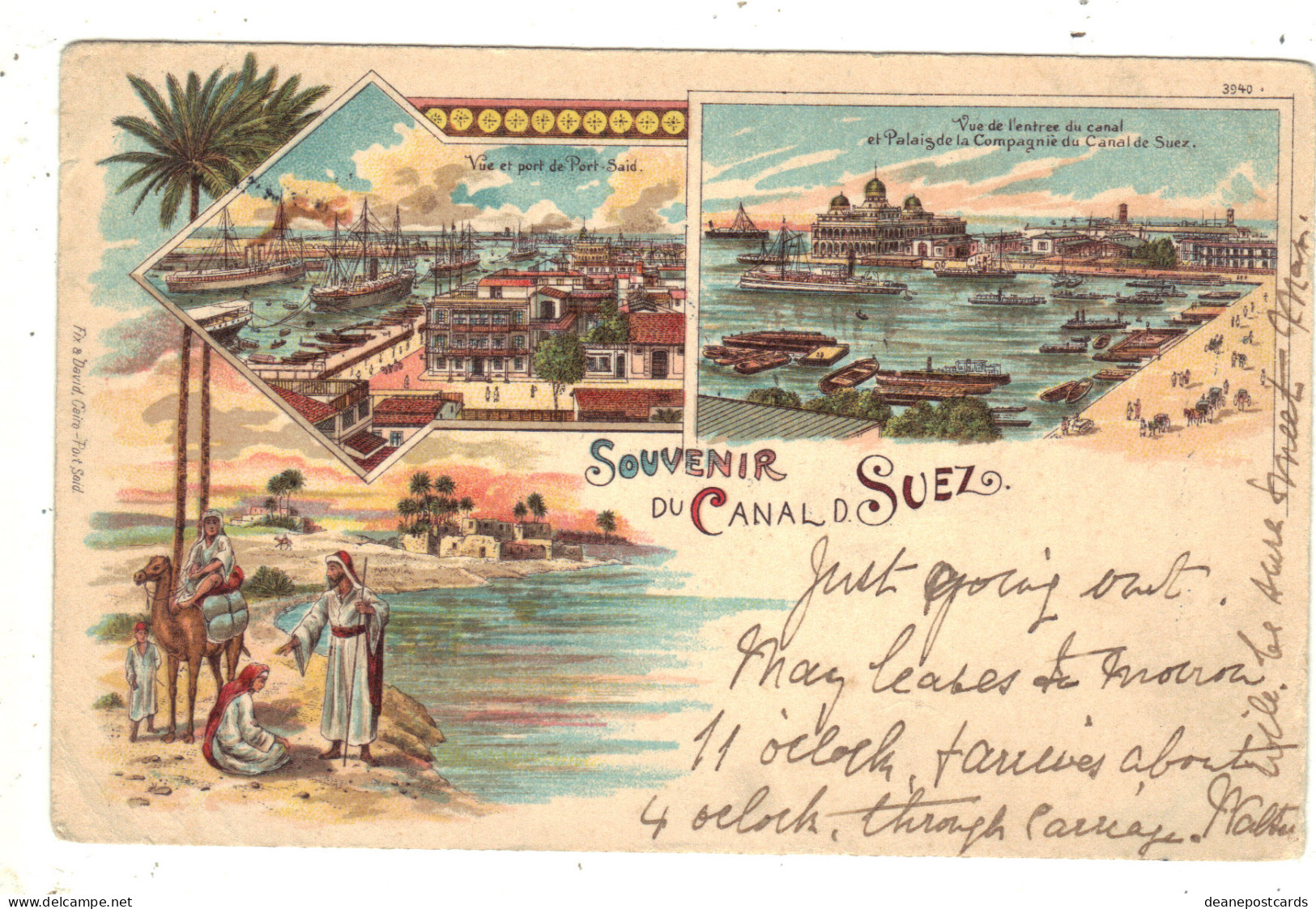 Egypt - Souvenir Du Canal Suez, Ealry  Potmark London 1902, Undivided Back - Autres & Non Classés