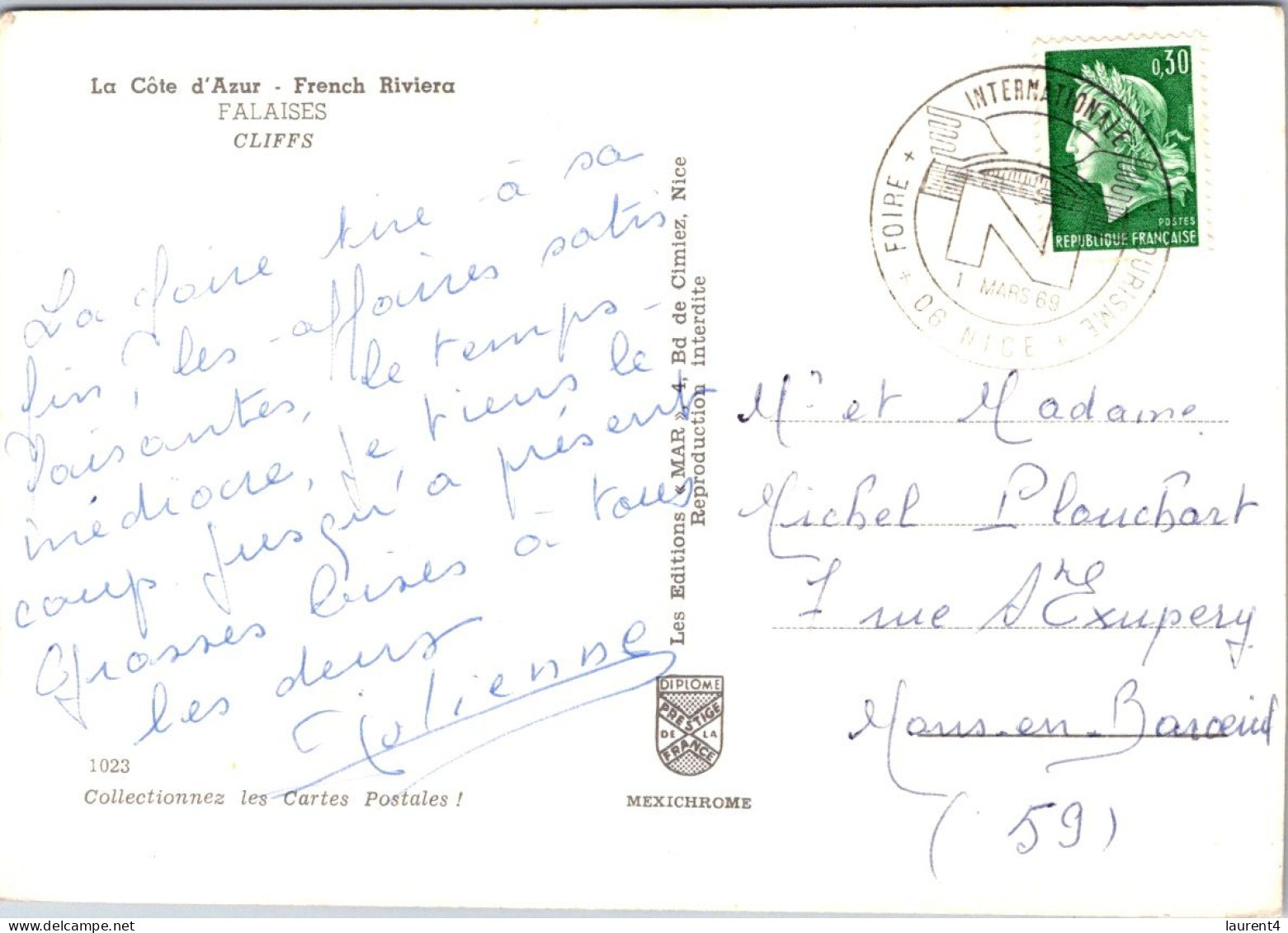 10-4-2024 (1 Z 31) France (posted With Special FOIRE De NICE Postmark 1969) La Côte D'Azur - Provence-Alpes-Côte D'Azur