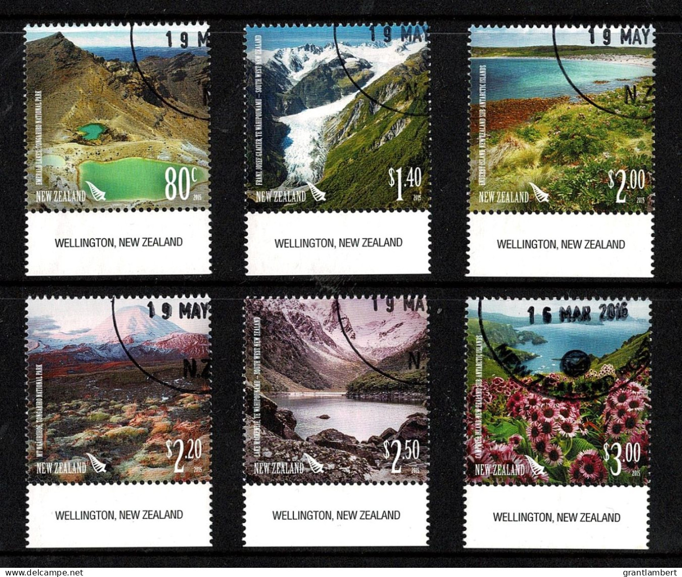 New Zealand 2015 UNESCO World Heritage Sites  Marginal Set Of 6 Used - Usados