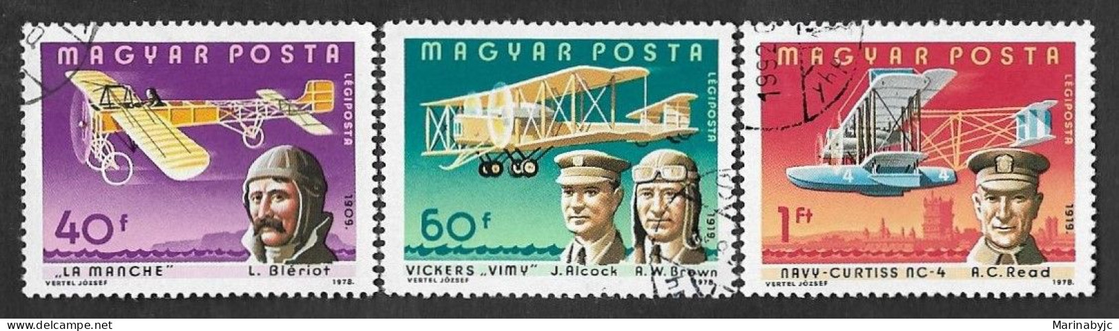 SD)1978 HUNGARY SHORT SERIES AVIATORS AND AIRPLANES, 3 CTO STAMPS - Autres & Non Classés