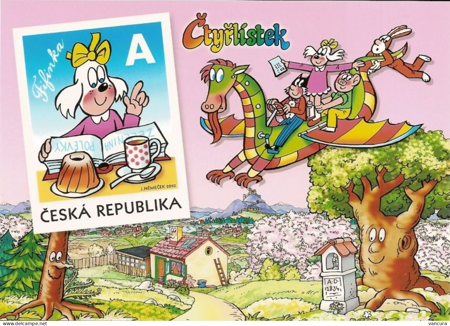 CPH 12 B (1) Czech Republic Fifinka Of Ctyrlistek (Four-Leaf Clover) Cartoon 2010 Hologram Dog Pig Hare Cat 2nd Type - Comics