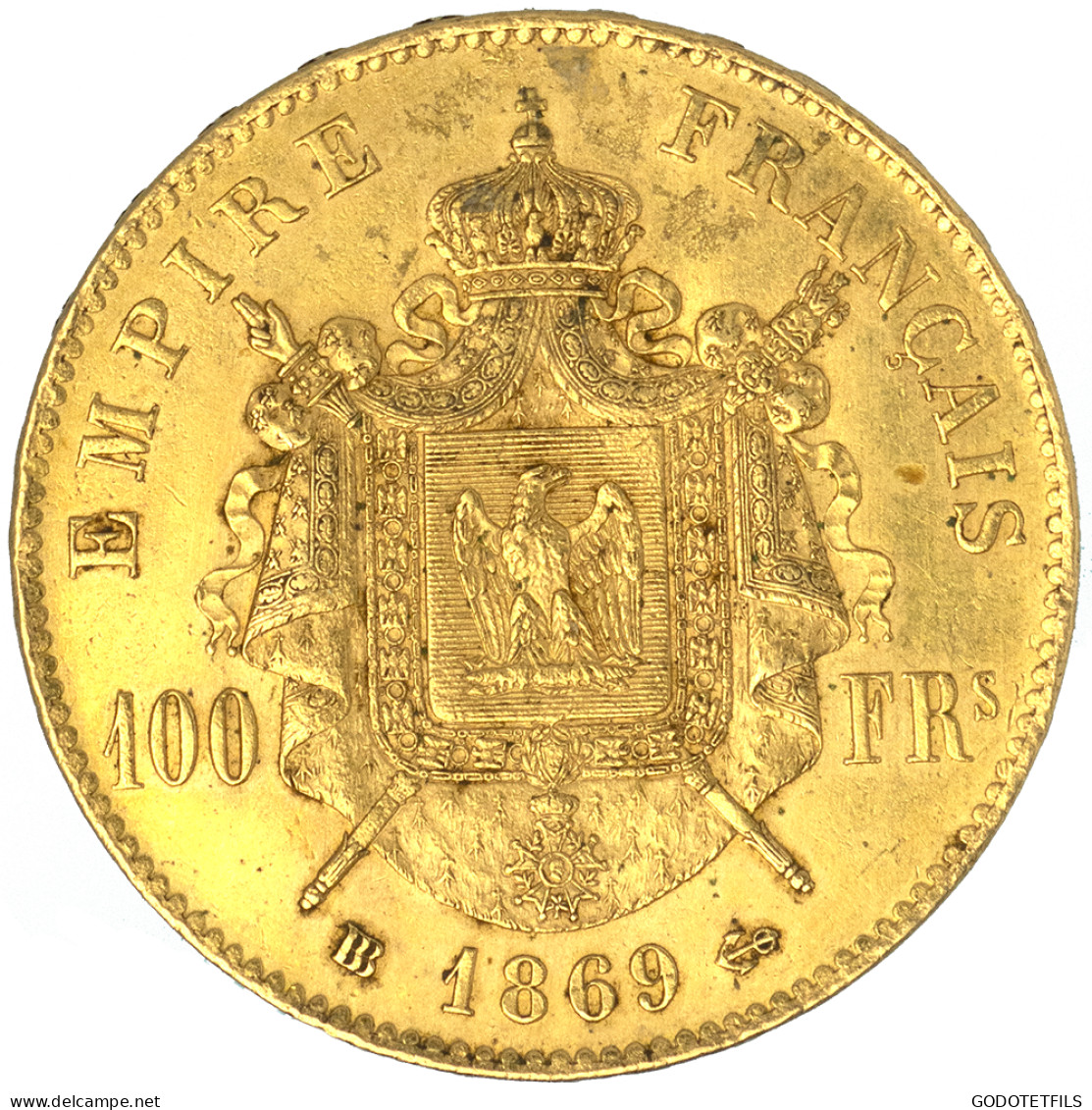 Second-Empire-100 Francs Napoléon III Tête Laurée 1869 Strasbourg - 100 Francs (gold)