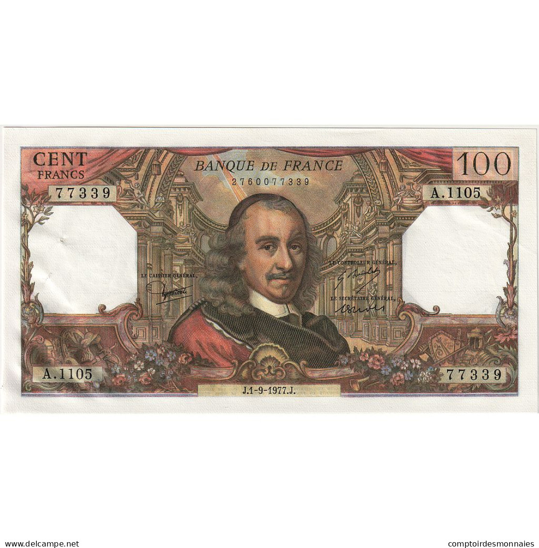 France, 100 Francs, Corneille, 1977, 77339, SPL, Fayette:65.59, KM:149f - 100 F 1964-1979 ''Corneille''