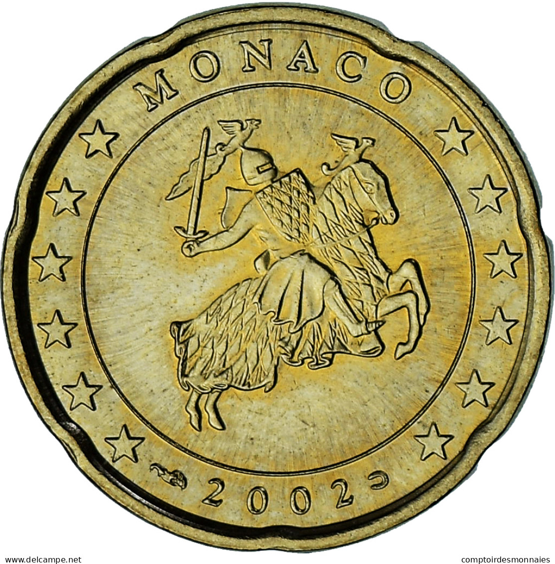 Monaco, Rainier III, 20 Euro Cent, 2002, Paris, SUP, Laiton, Gadoury:MC176 - Mónaco