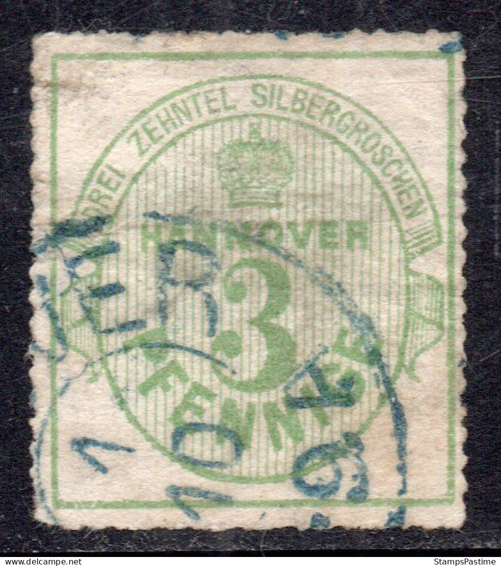 HANOVRE - HANNOVER (ALEMANIA) Sello Usado X 3 Pfennigs CIFRA Y CORONA Año 1864 – Valorizado En Catálogo € 70,00 - Hannover