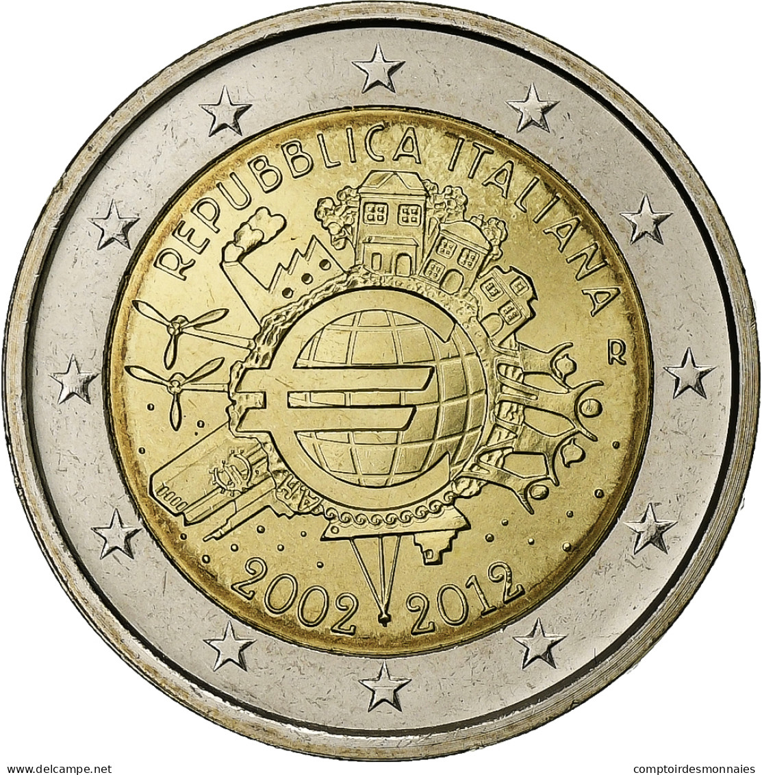 Italie, 2 Euro, Eurocoinage, 10th Anniversary, 2012, Rome, SPL+, Bimétallique - Italy