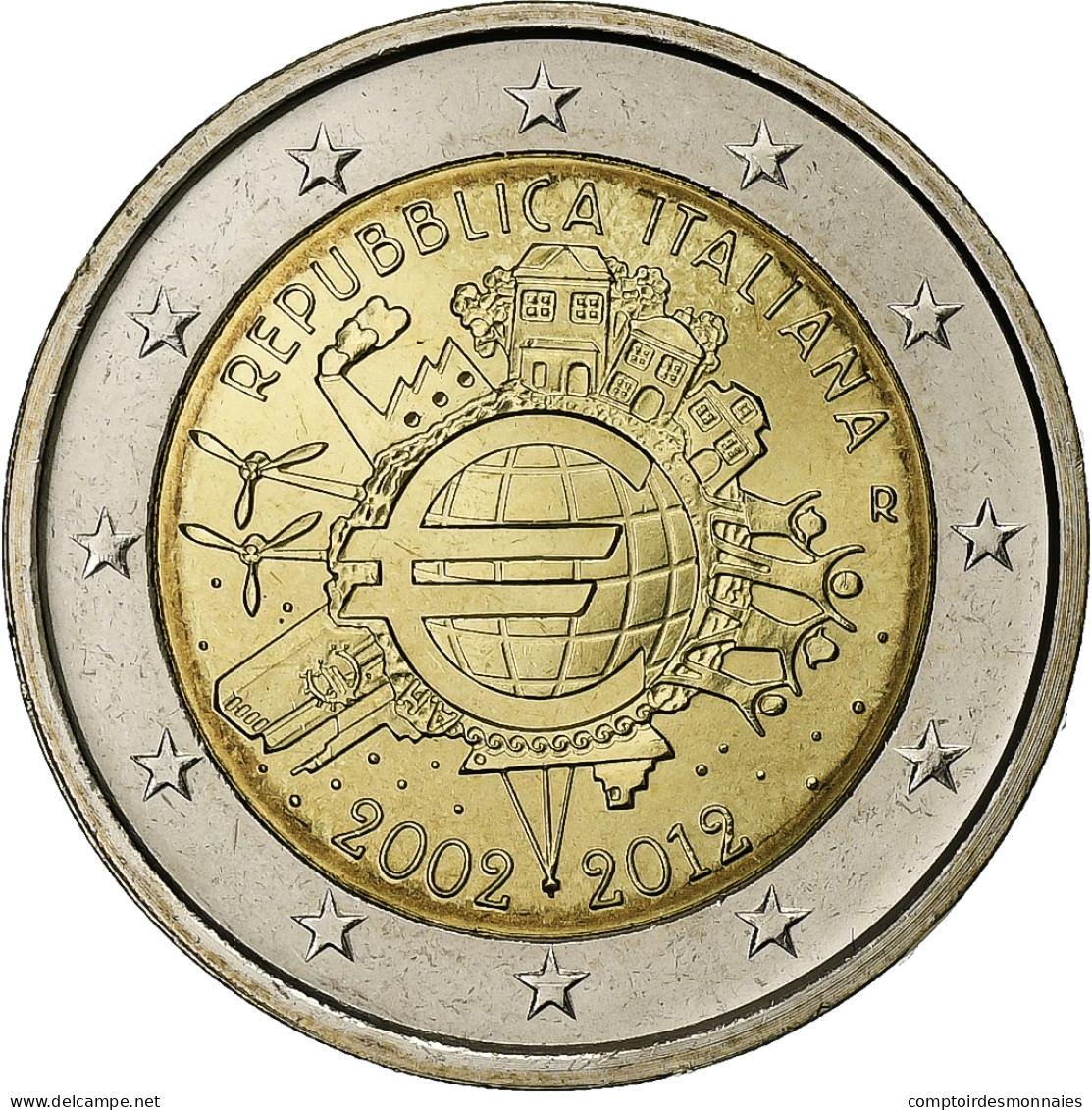 Italie, 2 Euro, Eurocoinage, 10th Anniversary, 2012, Rome, SPL+, Bimétallique - Italia