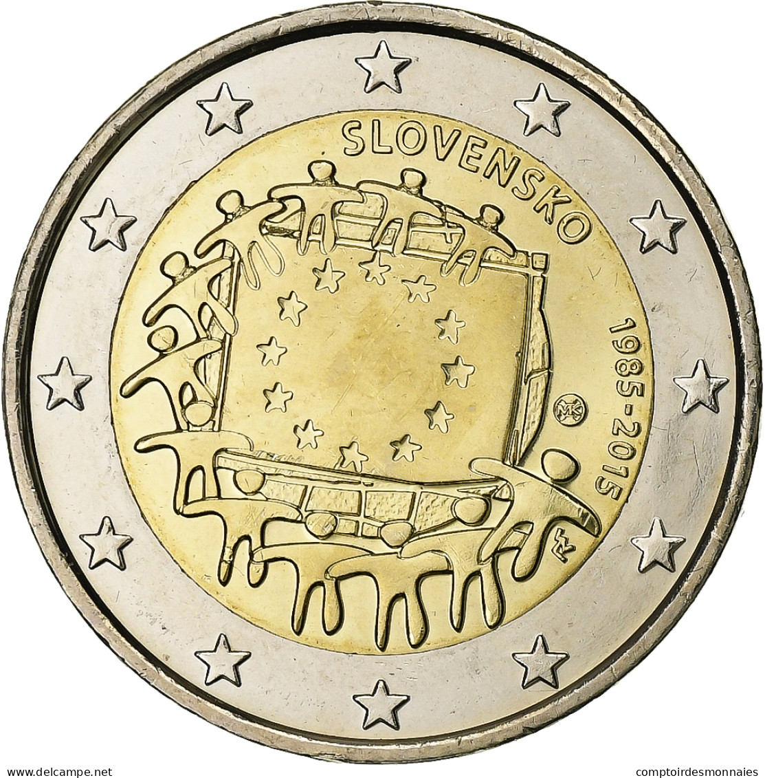 Slovénie, 2 Euro, Drapeau Européen, 2015, SPL+, Bimétallique - Slovenië