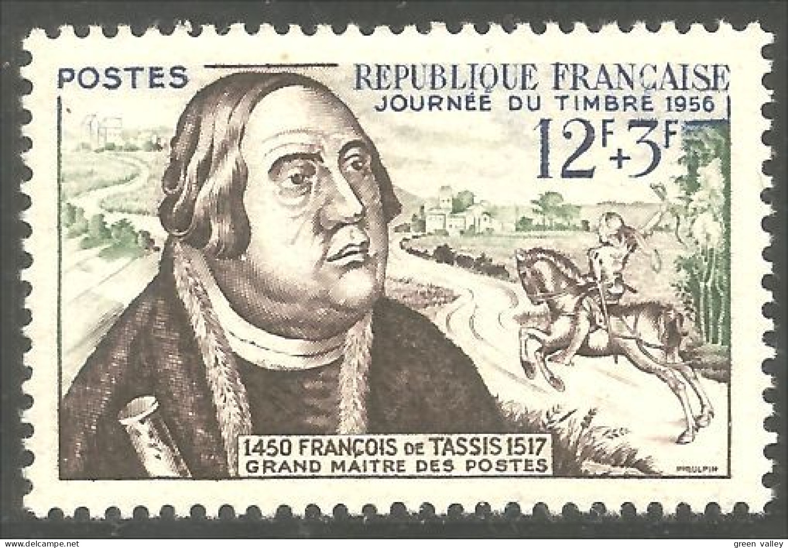 340 France Yv 1054 Cheval Horse Pferd Cavallo Caballo Maitre Postes François Tassis MNH ** Neuf SC (1054-1c) - Chevaux