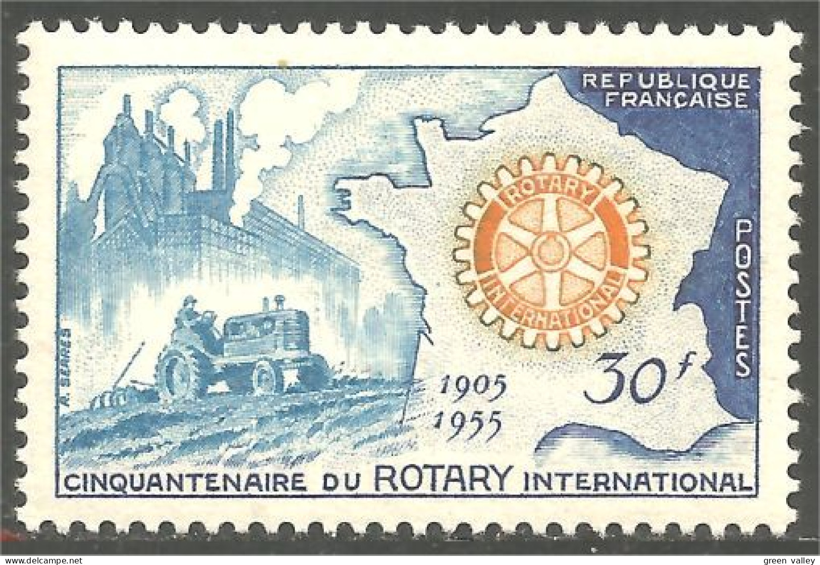 340 France Yv 1009 50 Ans Rotary Carte Map MNH ** Neuf SC (1009-1c) - Geography