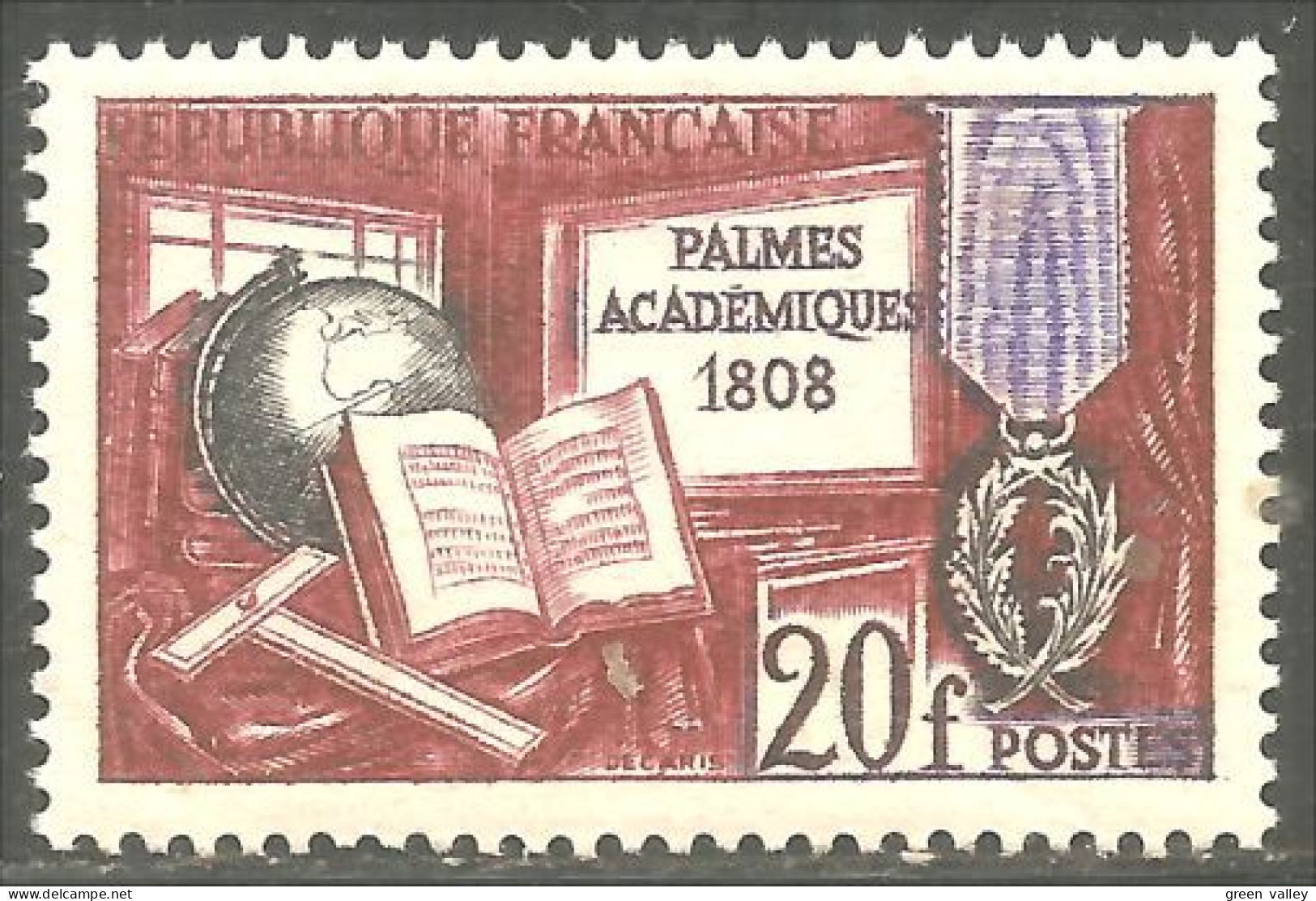 341 France Yv 1190 Palmes Académiques Globe Carte Map MNH ** Neuf SC (1190-1d) - Géographie