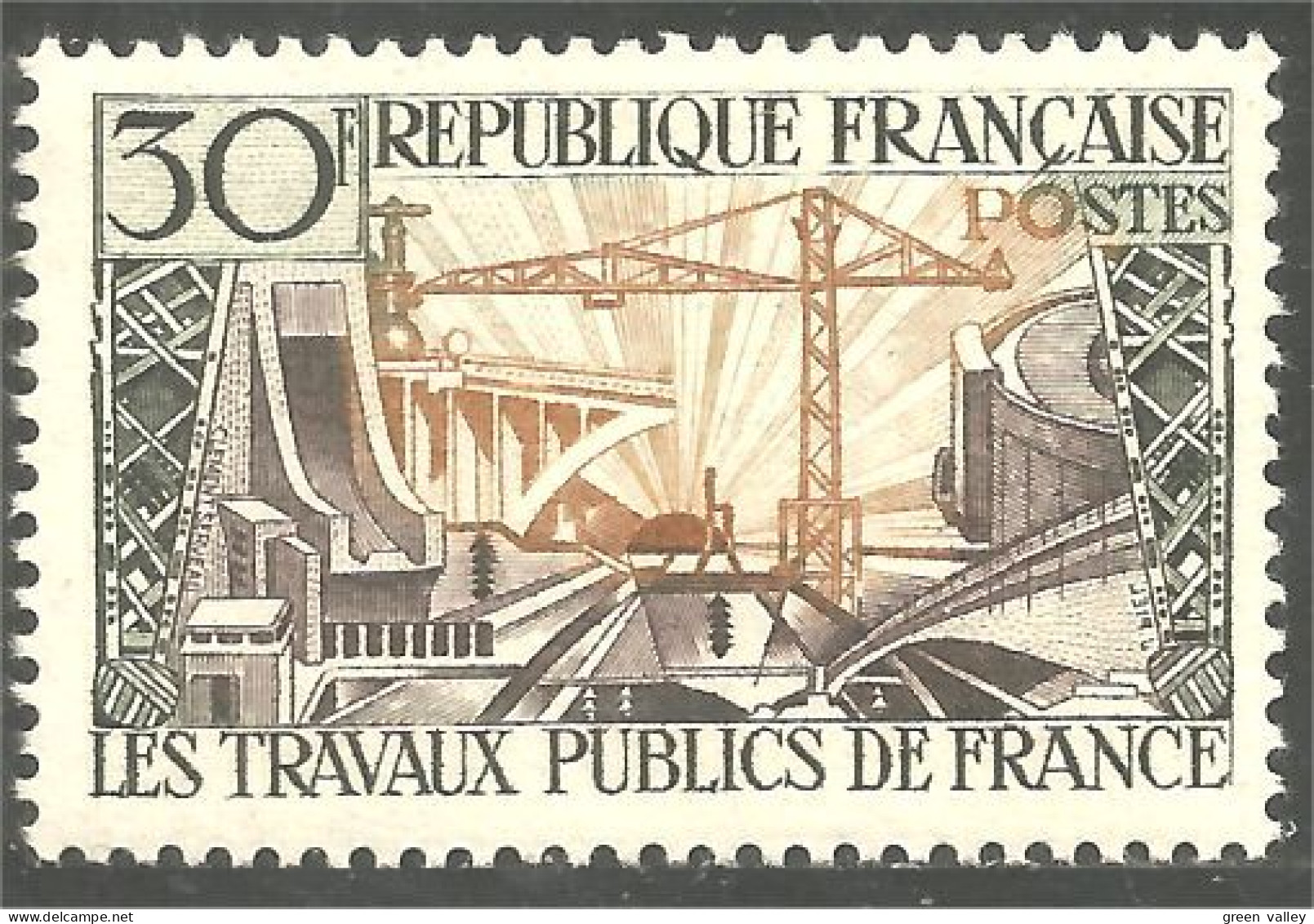 341 France Yv 1114 Travaux Barrage Dam Damm Diga Electricité MNH ** Neuf SC (1114-1c) - Electricité