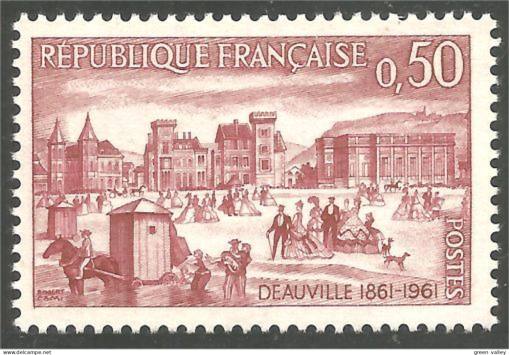 342 France Yv 1294 Deauville Horse Cheval Pferd Paard Caballo MNH ** Neuf SC (1294-1c) - Chevaux