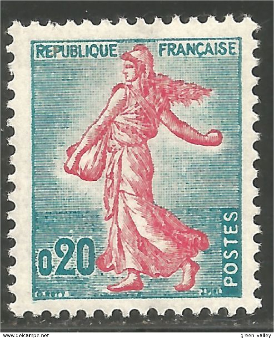 342 France Yv 1233 Semeuse Lignée 20c Turquoise Sower Farmer MNH ** Neuf SC (1233-1b) - Otros & Sin Clasificación