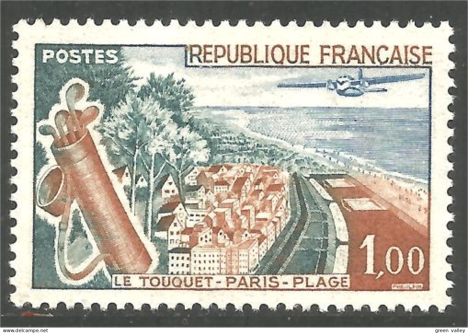 343 France Yv 1355 Le Touquet Plage Beach Golf Avion Airplane Flugzeug Aereo MNH ** Neuf SC (1355-1c) - Golf