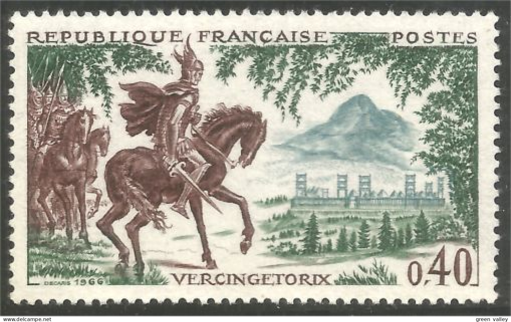 344 France Yv 1495 Vercingétorix Gaulois Cheval Horse Pferd Paard MNH ** Neuf SC (1495-1c) - Cavalli