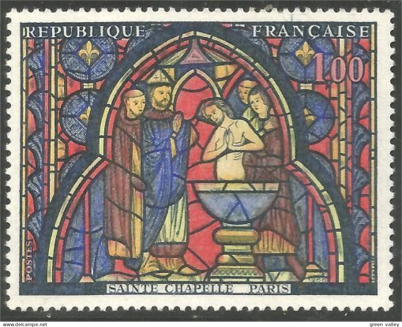 344 France Yv 1492 Vitrail Sainte Chapelle Stained Glass MNH ** Neuf SC (1492-1) - Glas & Brandglas