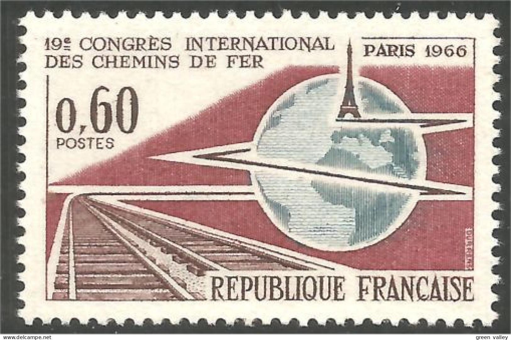 344 France Yv 1488 Chemins De Fer Railways Train Tour Eiffel Tower MNH ** Neuf SC (1488-1c) - Denkmäler