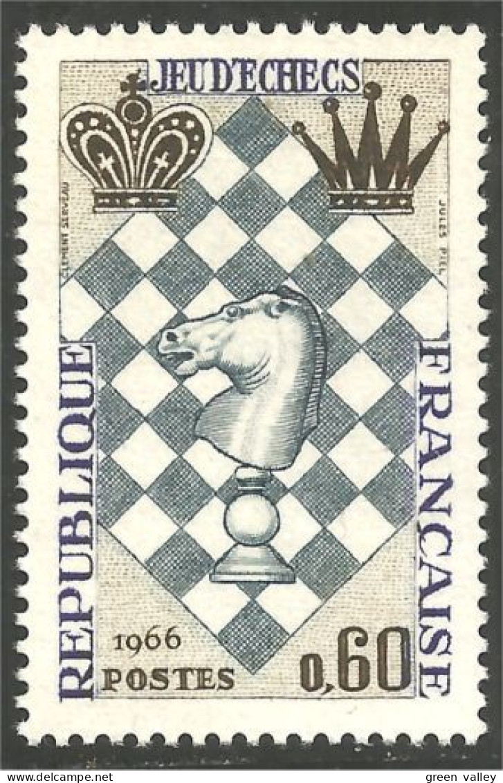 344 France Yv 1480 Chess Festival Echecs Cheval Horse Pferd MNH ** Neuf SC (1480-1d) - Caballos