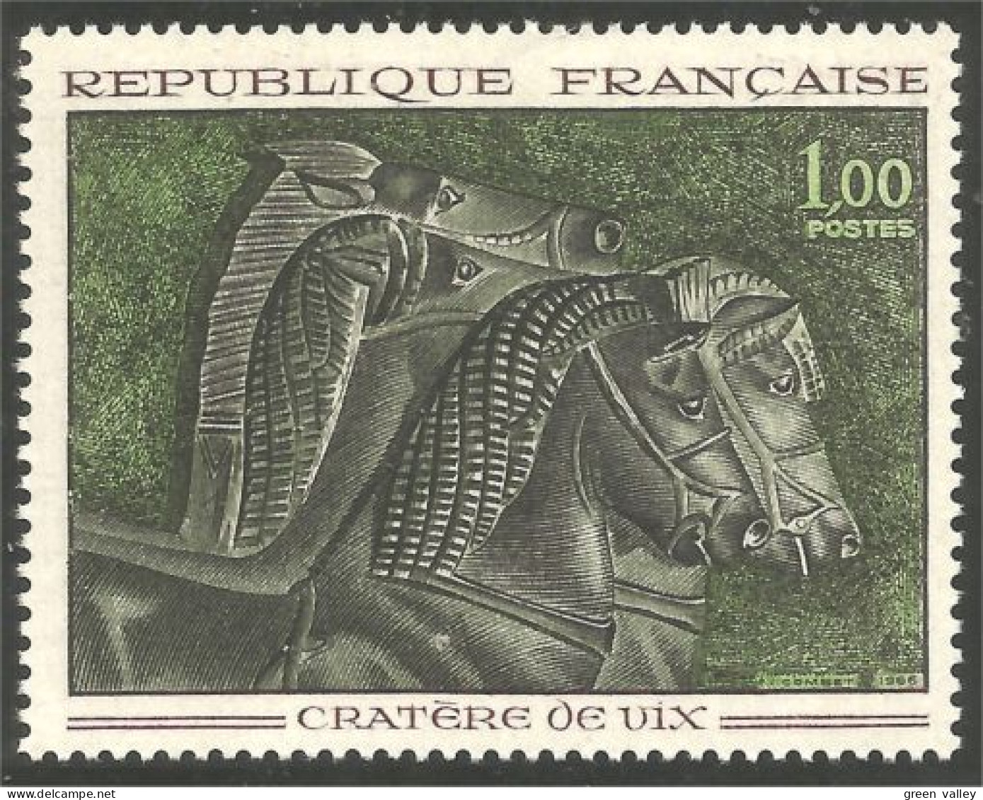 344 France Yv 1478 Vase Cratère De Vix Cheval Horse Pferd Caballo MNH ** Neuf SC (1478-1b) - Chevaux