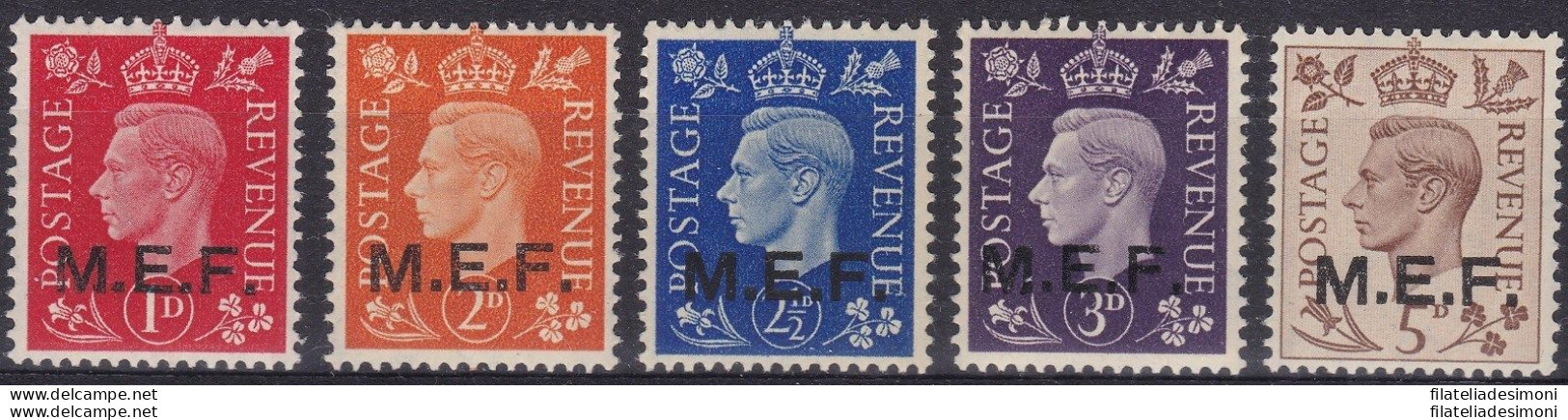 1942 MEF, SG N° 1/5  Serie Di 5 Valori  MNH/**  Certificato Biondi - Sonstige & Ohne Zuordnung