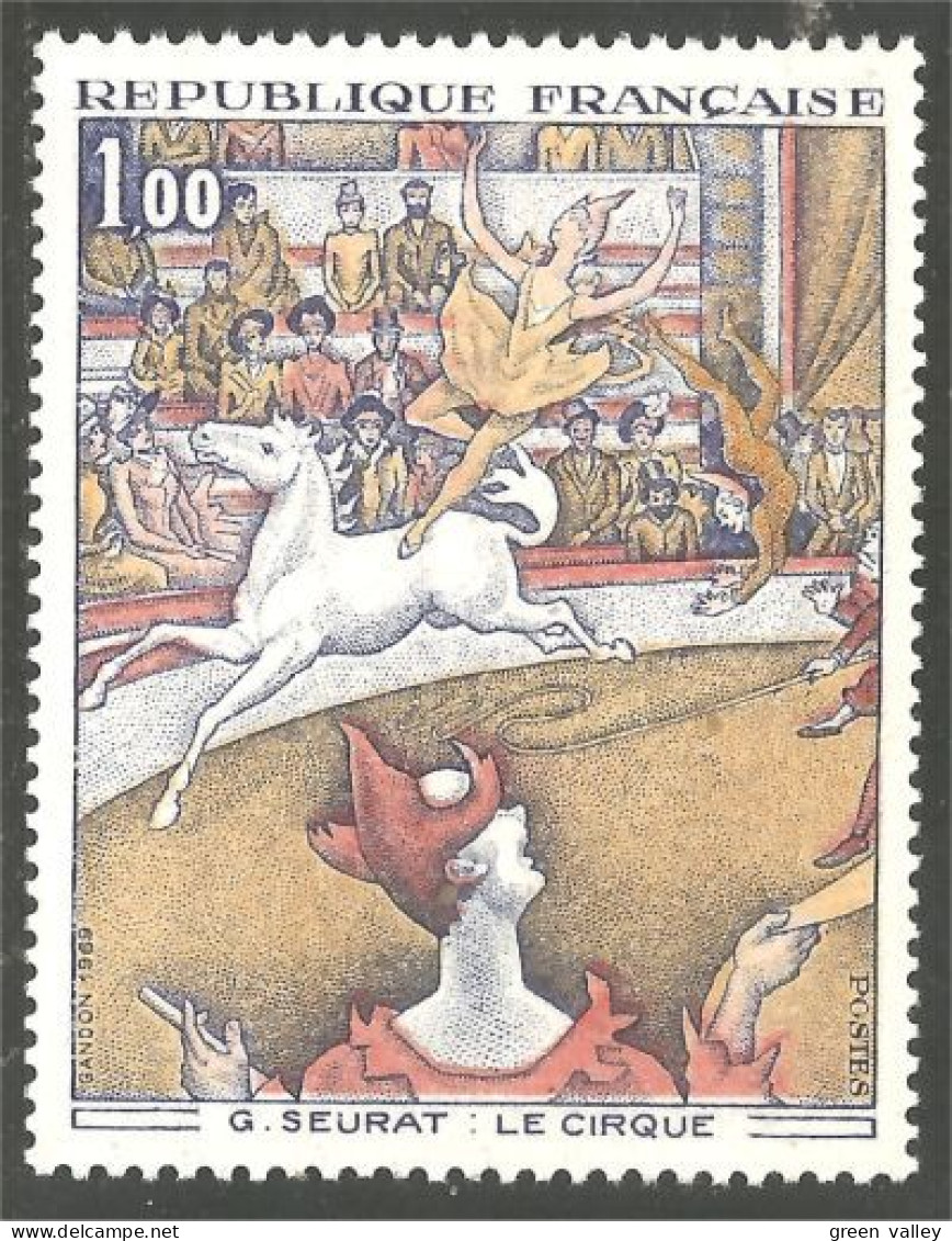 345 France Yv 1588A Le Cirque Tableau Seurat Circus Cheval Horse Pferd Paard MNH ** Neuf SC (1588A-1b) - Paarden