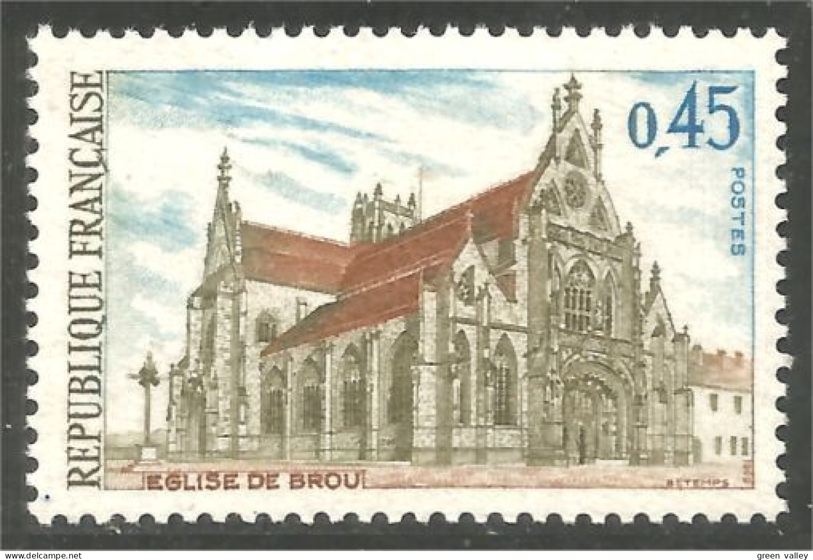 345 France Yv 1582 Tourisme Église De Brou Church Kirche Ain MNH ** Neuf SC (1582-1b) - Abadías Y Monasterios
