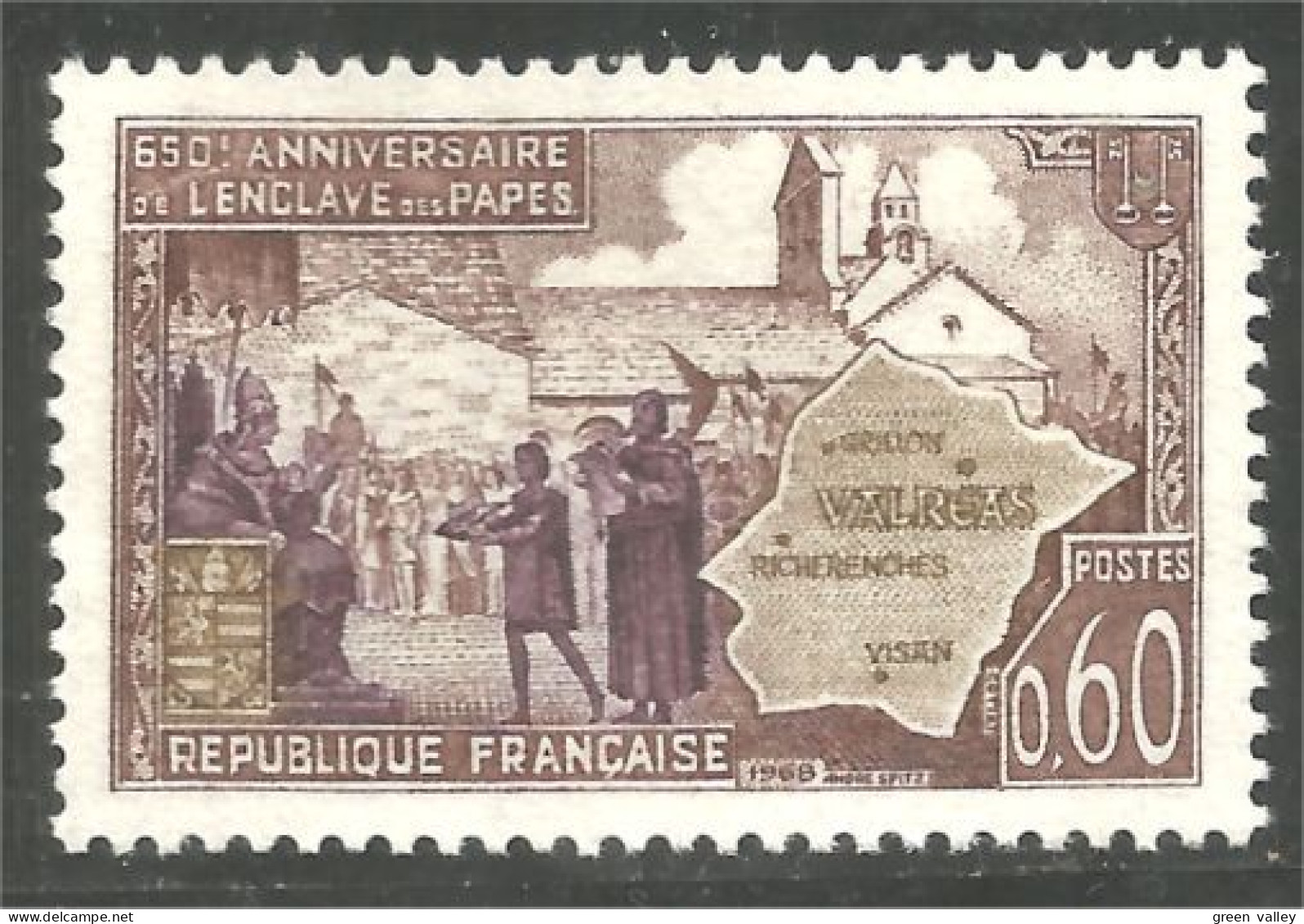 345 France Yv 1562 Valréas Pape Pope MNH ** Neuf SC (1562-1c) - Papes