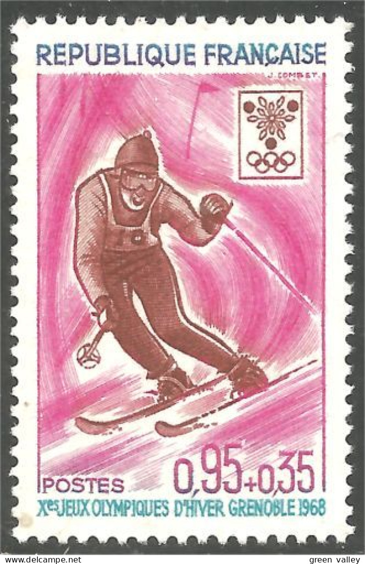 345 France Yv 1547 Olympiques Grenoble Olympics 1968 Alpine Ski Alpin Slalom MNH ** Neuf SC (1547-1d) - Ski