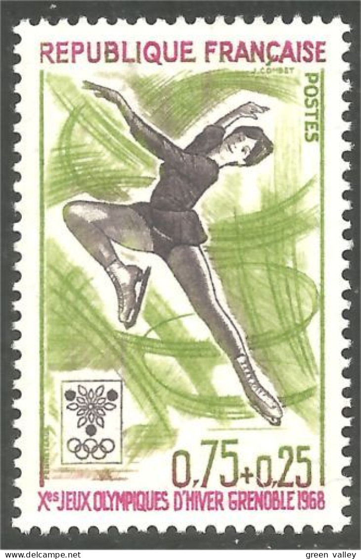 345 France Yv 1546 Olympiques Grenoble Olympics 1968 Patinage Figure Skating MNH ** Neuf SC (1546-1d) - Kunstschaatsen