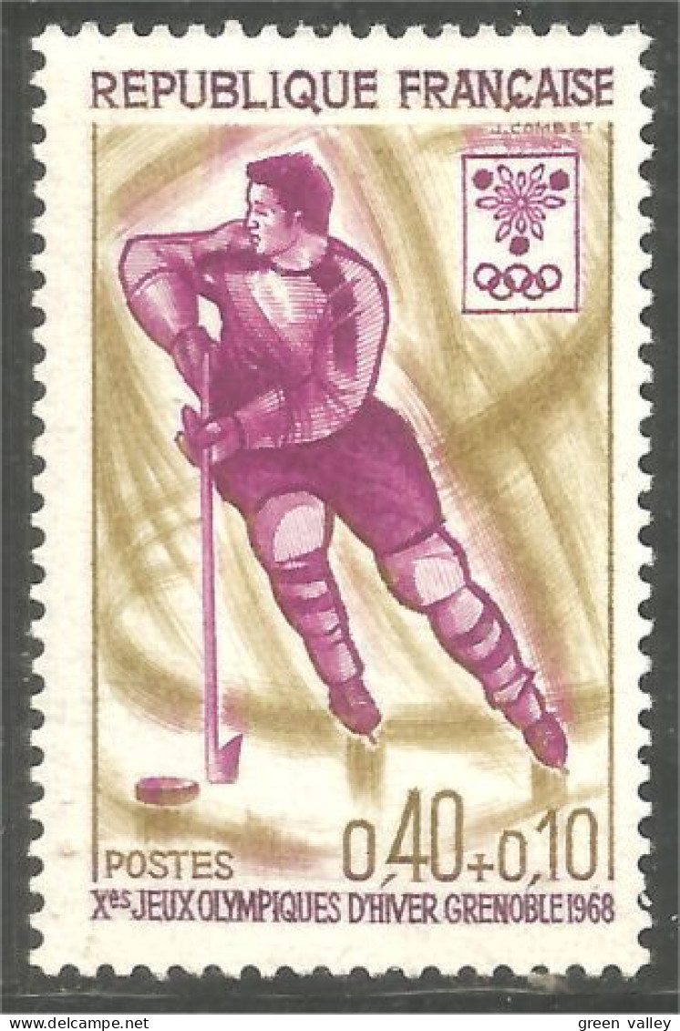 345 France Yv 1544 Olympiques Grenoble Olympics 1968 Ice Hockey Glace MNH ** Neuf SC (1544-1c) - Inverno
