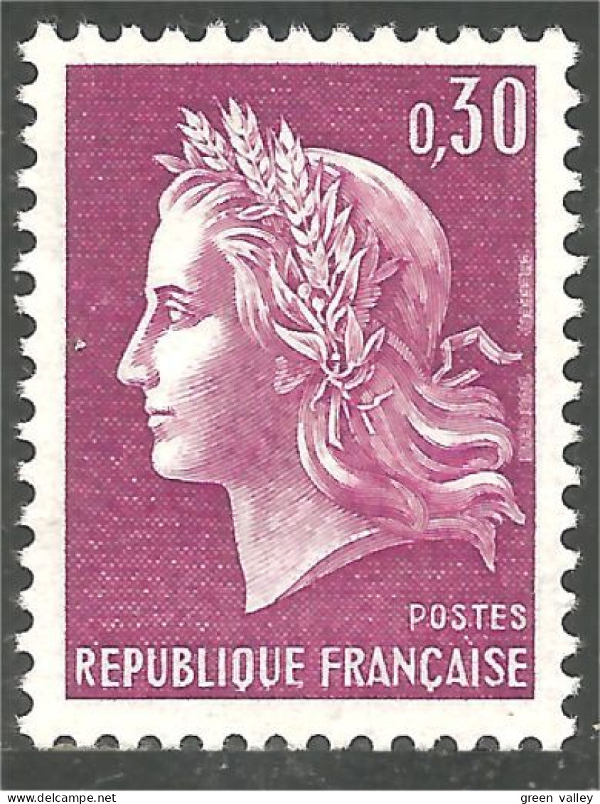 345 France Yv 1536 Marianne De Cheffer 30c Lilas MNH ** Neuf SC (1536-1b) - 1967-1970 Marianne De Cheffer