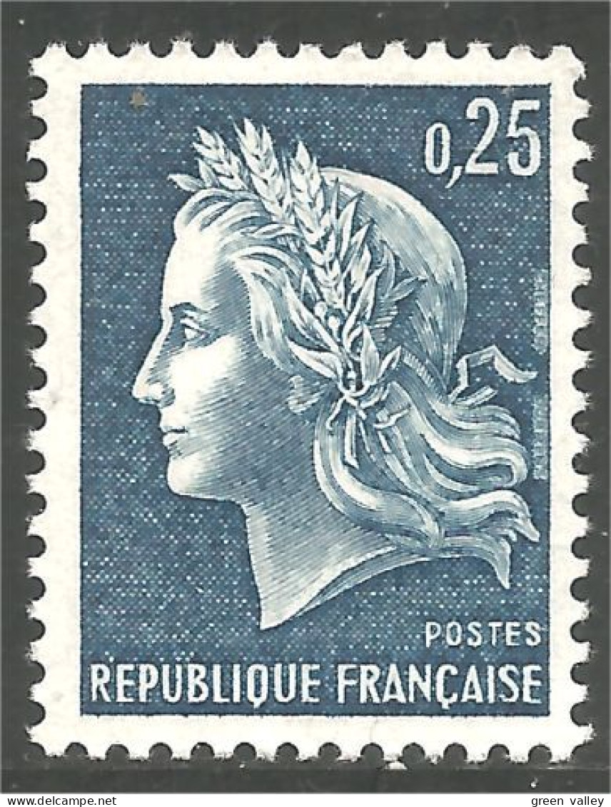 345 France Yv 1535 Marianne De Cheffer 25c Bleu MNH ** Neuf SC (1535-1b) - 1967-1970 Marianne De Cheffer