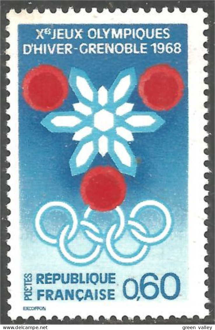 345 France Yv 1520 Jeux Olympiques Grenoble Olympics Snowflake Flocon MNH ** Neuf SC (1520-1c) - Winter (Other)