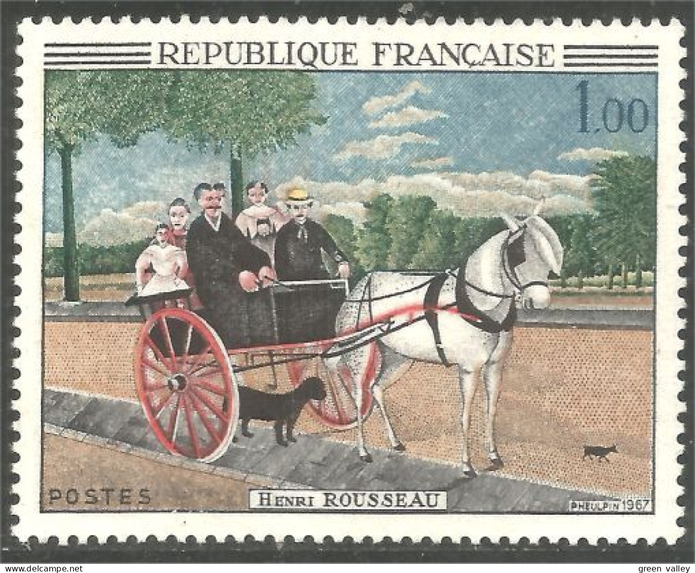 345 France Yv 1517 Tableau Douanier Rousseau Père Juniet Cheval Horse Pferd MNH ** Neuf SC (1517-1b) - Cavalli