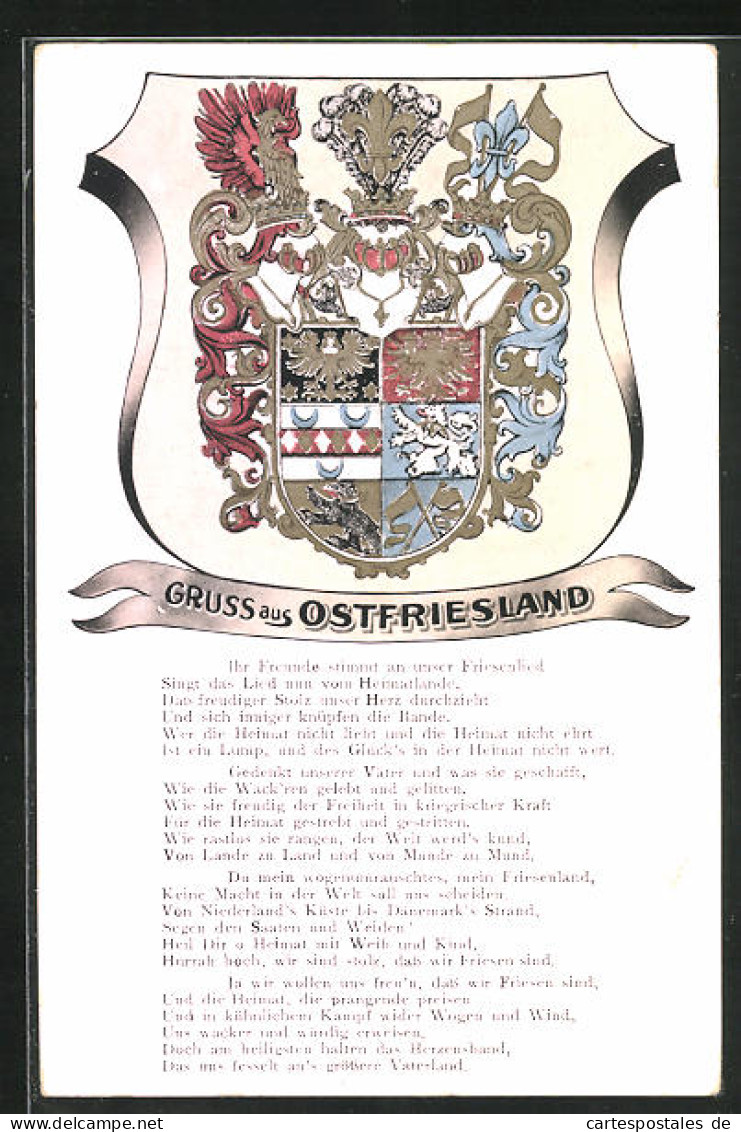AK Gruss Aus Ostfriesland, Wappen  - Genealogie
