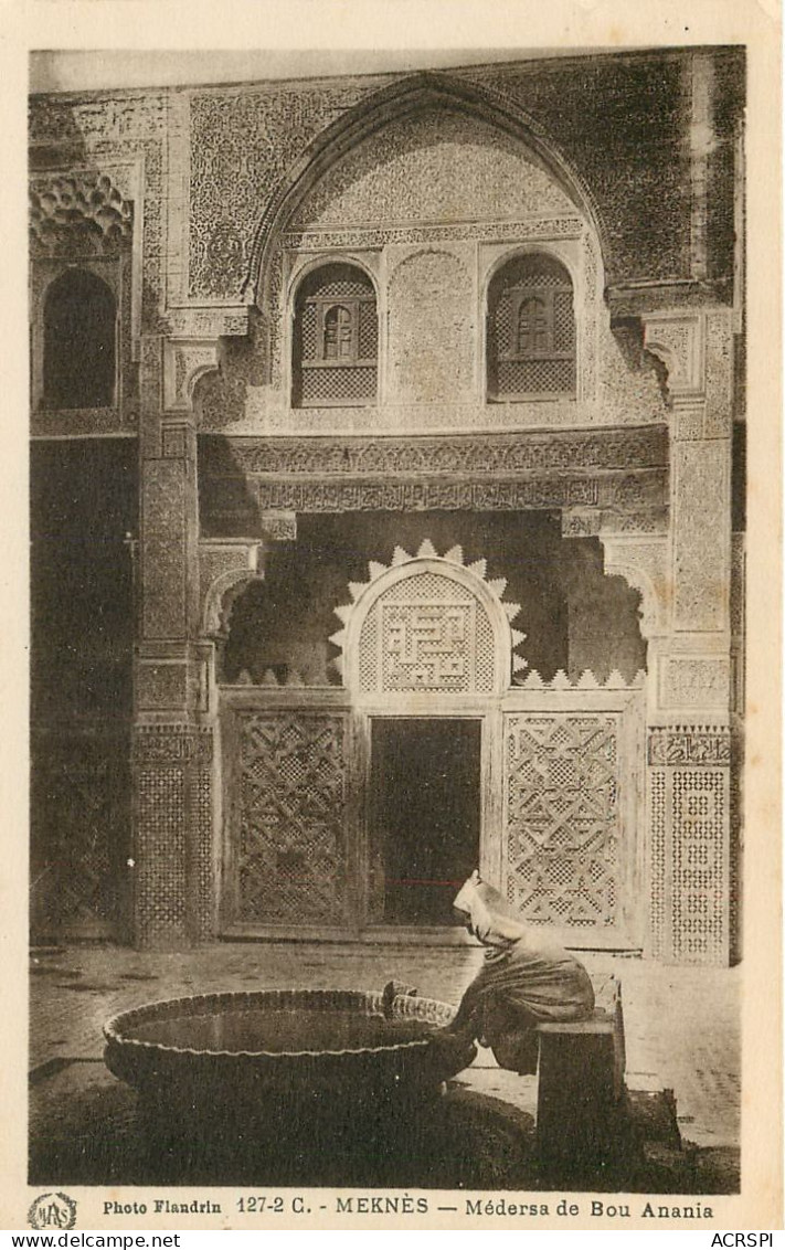 MAROC MEKNES Médersa Bou-Anania RARE Dans Cette édition Photo FLANDRIN  42  ( Recto Verso) KEVREN619 - Meknes