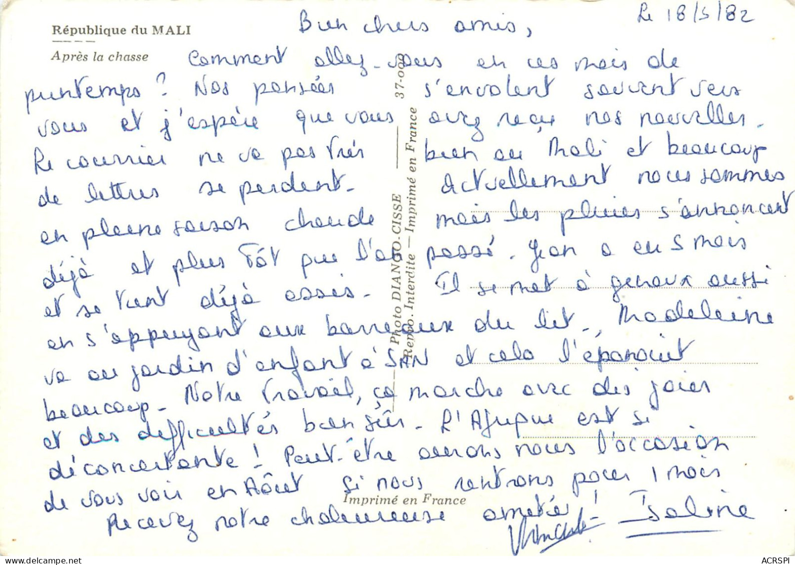 MALI Soudan Francais Apres La Chasse  10 (scan Recto Verso) KEVREN0610 - Mali