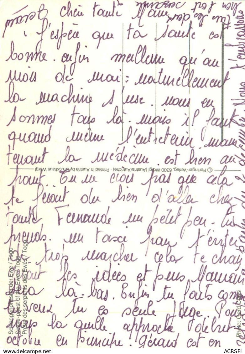 TOGO  Pretre Des Serpents Des EWES 19  (scan Recto-verso) KEVREN0608 - Togo