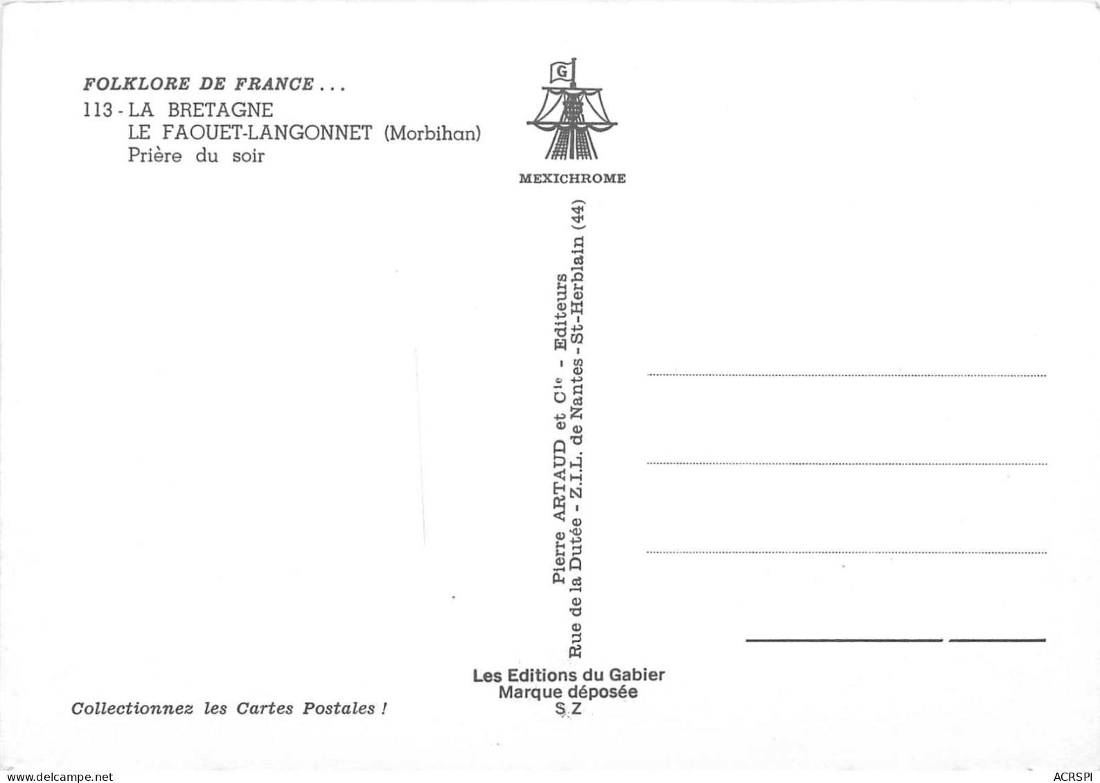 LE FAOUET LANGONNET La Priere Du Soir  9   (scan Recto-verso) KEVREN0644 - Le Faouet