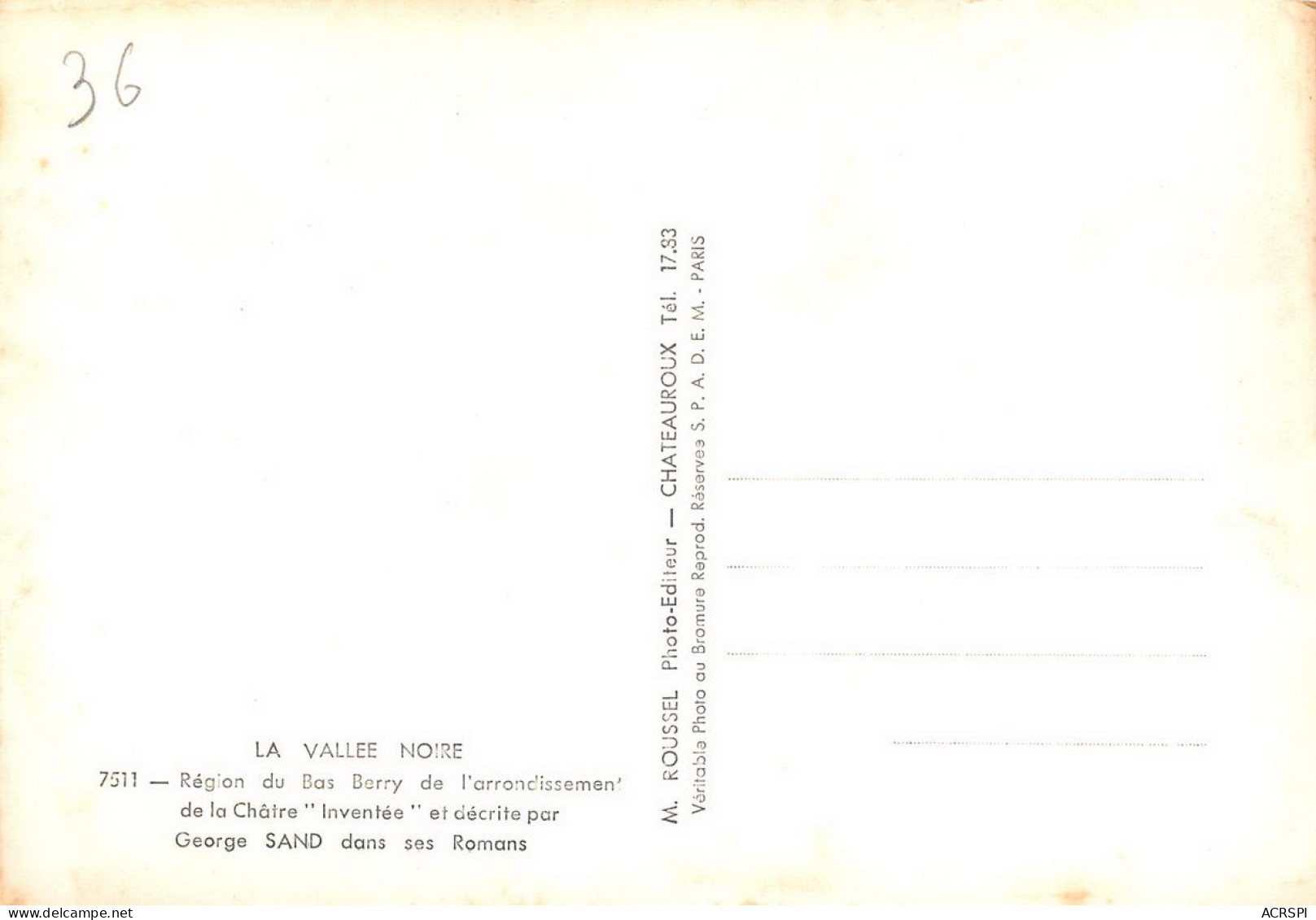 36 La Vallée Noire George SAND Indre  46 (scan Recto Verso)KEVREN0658 - La Chatre