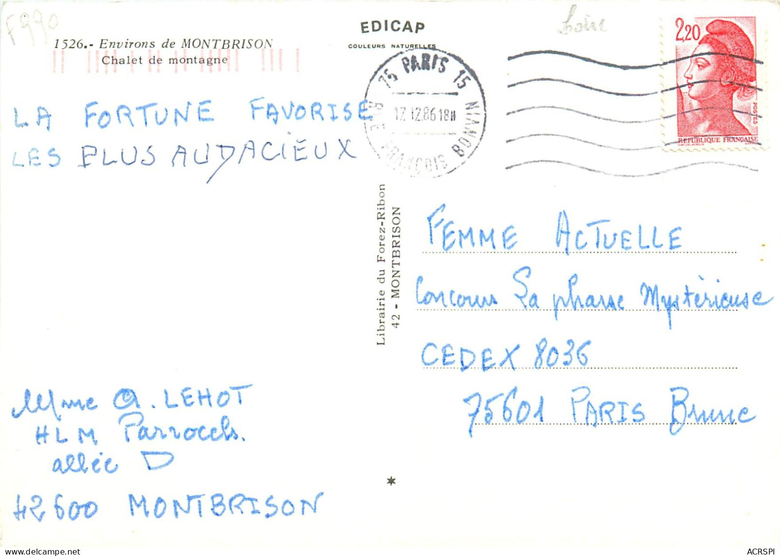MONTBRISON  Chalet De Montagne  22   (scan Recto-verso)KEVREN0655 - Montbrison