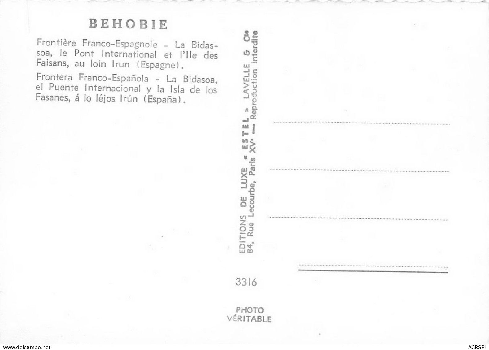 BEHOBIE  La Frontiere La Bidasoa Et Le Pont International Ile Des Faisans  35 (scan Recto Verso)KEVREN0678 - Béhobie
