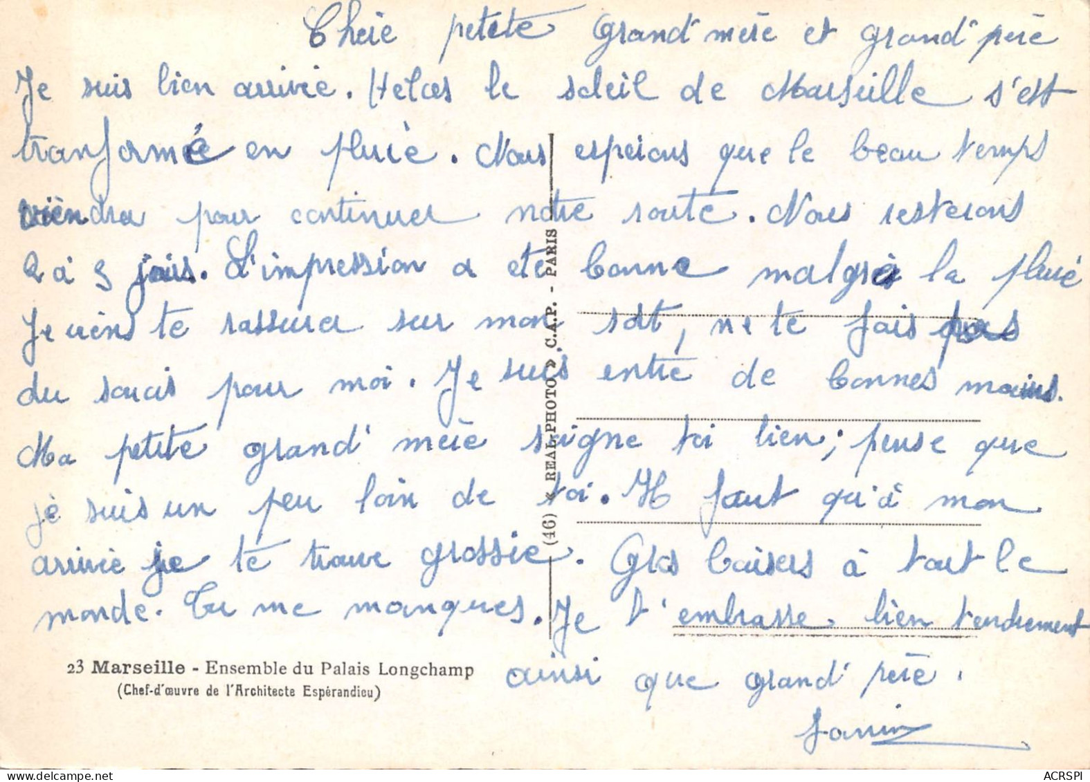 MARSEILLE  Le Palais Longchamp  42 (scan Recto Verso)KEVREN0691 - Castellane, Prado, Menpenti, Rouet