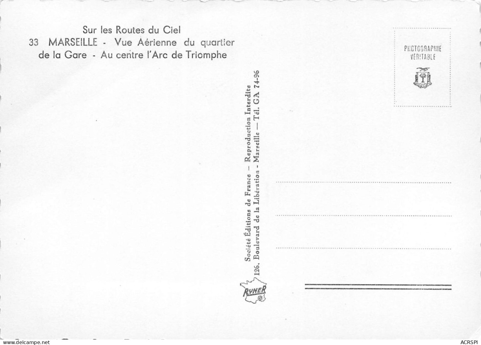MARSEILLE  Vue Aérienne Du Quartier De La Gare Au Centre L'arc De Triomphe  48 (scan Recto Verso)KEVREN0691 - Stazione, Belle De Mai, Plombières