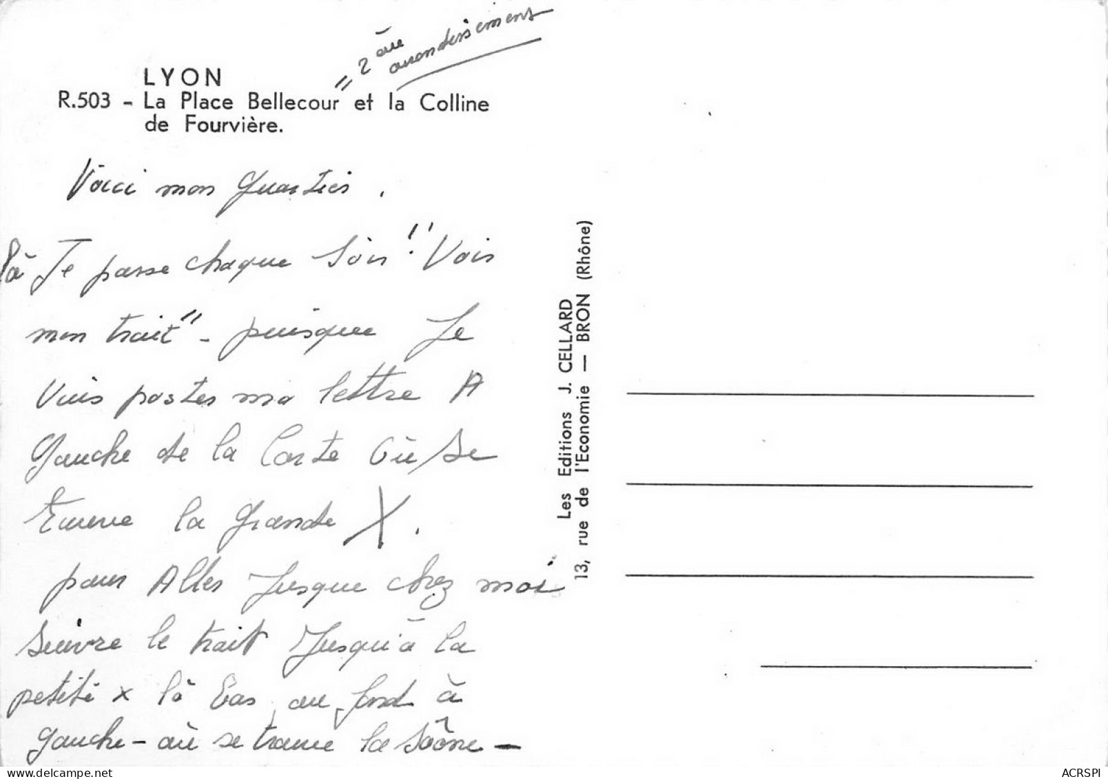 LYON Place Bellecour Et Colline De Fourvière  44 (scan Recto Verso)KEVREN0685 - Lyon 5